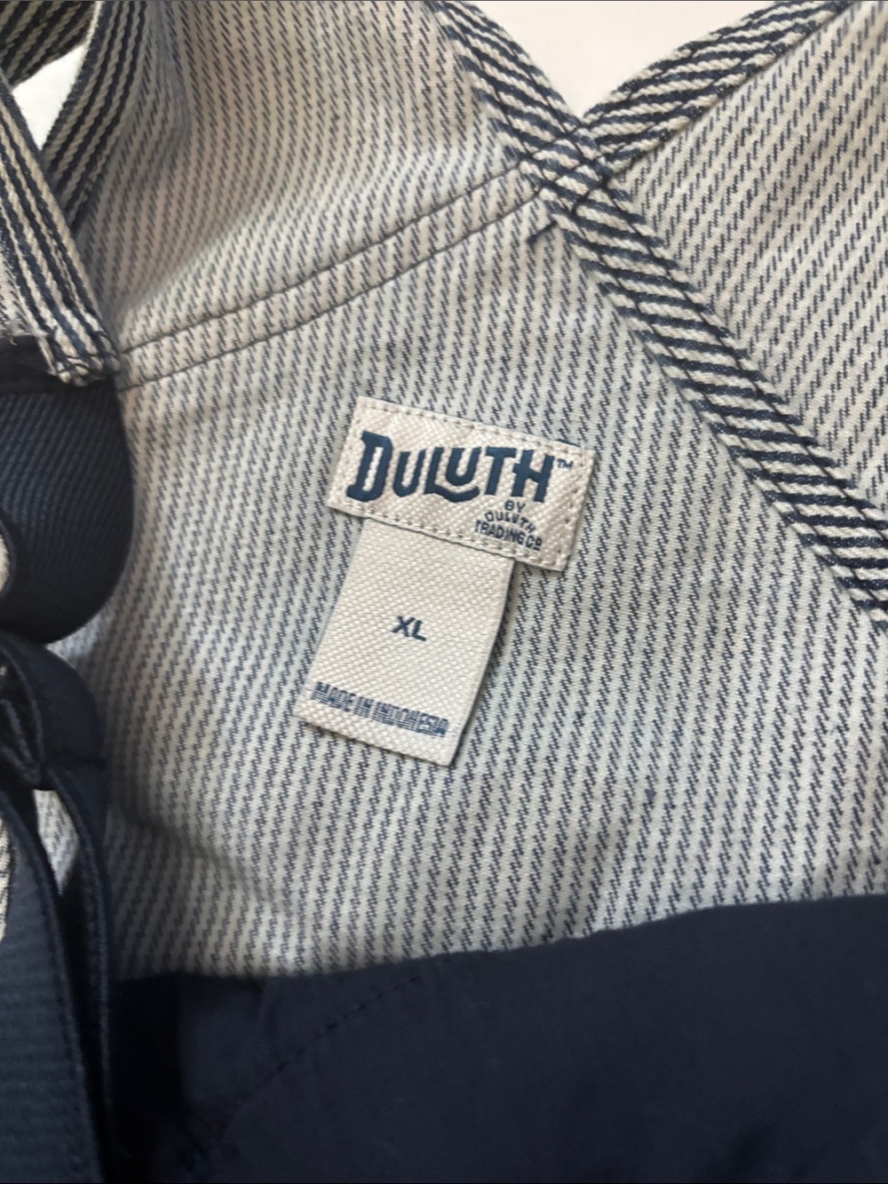 Duluth Trading Co. Blue and White Striped Short Overalls - Picture 2 of 5